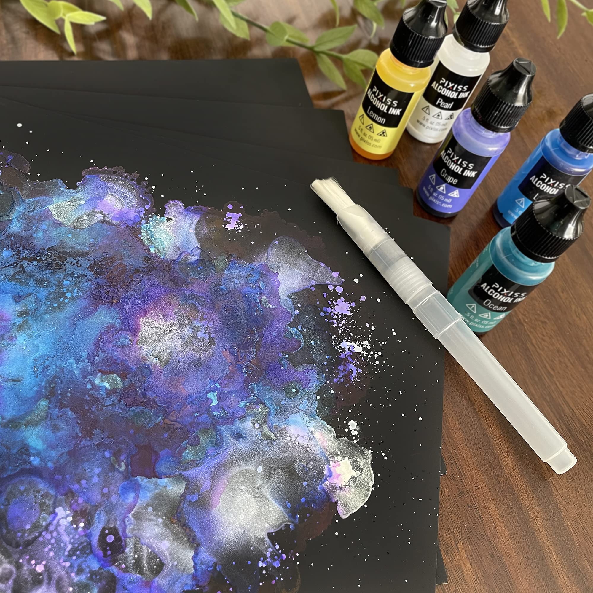 Black Alcohol Ink Paper - 25 Sheets Pixiss Heavy Weight Art Paper for Alcohol Ink & Watercolor - Extra Smooth Synthetic Paper A4 8x12 inches, 300gsm
