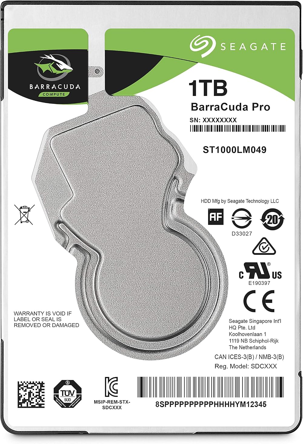 Seagate 1TB BarraCuda 2.5" ST1000LM049 HDD SATA 6Gb/s 128MB 7200RPM Laptop Drive