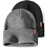 FURTALK Beanies Hats Men Women Unisex Cuffed Winter Hat Plain Warm Beanies Skull Cap 2 Pack
