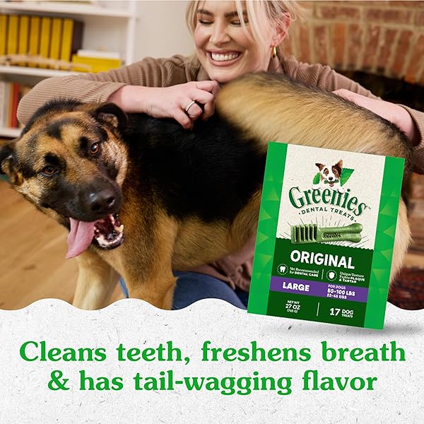 GREENIES ORIGINAL LARGE DENTAL DOG TREATS, 27 OZ. PACK (17 TREATS)
