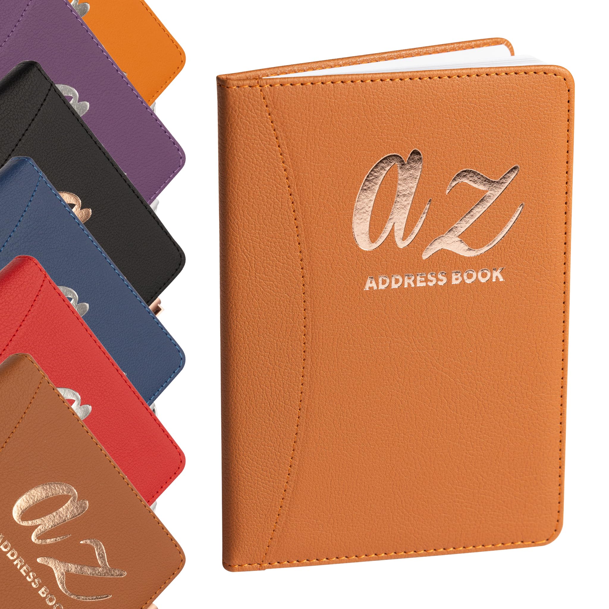 A to Z Telephone Address Book A-Z Index Hard Back Cover with Pen Address Book Home Office Work (Tan)