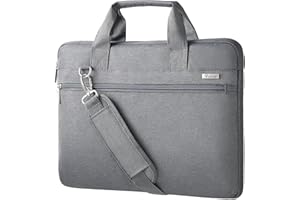 Voova Laptop Bag 17 17.3 Inch, 360° Protective Laptop Case Sleeve with Shoulder Strap Compatible with 17-18 Inch Lenovo Asus Acer Dell Hp, Waterproof Computer Bag Slim Briefcase for Men Women, Grey