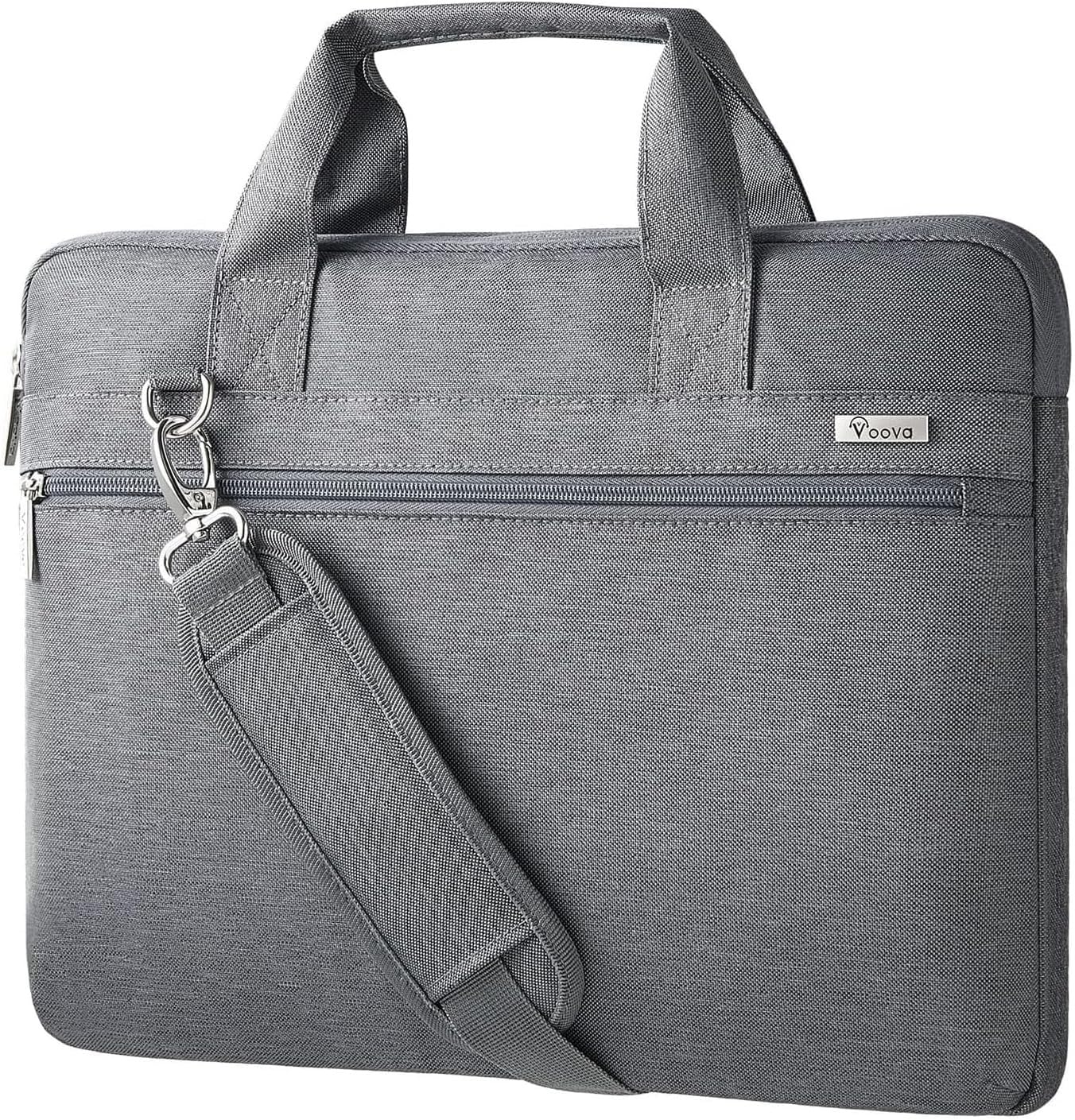 Photo 1 of Voova Laptop Bag 13-14 Inch, 360° Protective Laptop Case Sleeve with Shoulder Strap Compatible with Macbook Air 13, MacBook Pro 13/14, Waterproof Computer Bag Slim Briefcase for Men Women, Grey