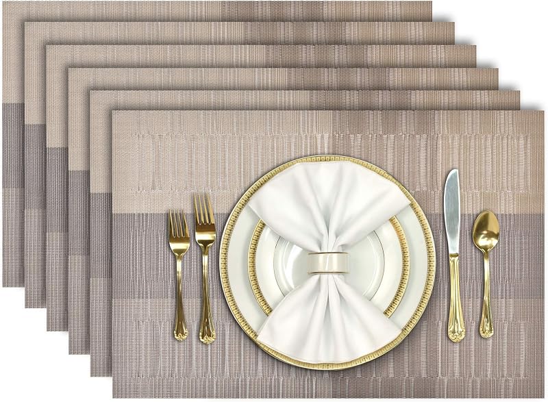 Aofmee Placemats Set of 6 Heat Resistant Vinyl Table Mats 45x30 cm