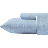 Nautica- Queen Sheet Set, Deep Pocket Fitted Sheet and Pillowcase Set, Casual Bedding Set (Herringbone Coastal Blue, Queen)