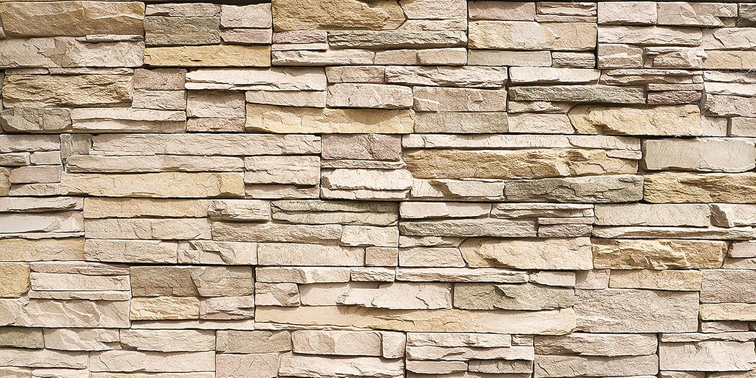 Amazon Com Great Art Photo Wallpaper Noble Beige Stonewall Picture Decoration Realistic Modern Paper Wall Cladding Natural Slate Stone Look Sandstone Image Decor Wall Mural 7x55 1in 210x140cm Posters Prints
