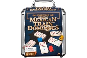 Mexican Train Dominoes Game in Aluminum Carry Case, for Adults, Families and Kids Ages 8 and up