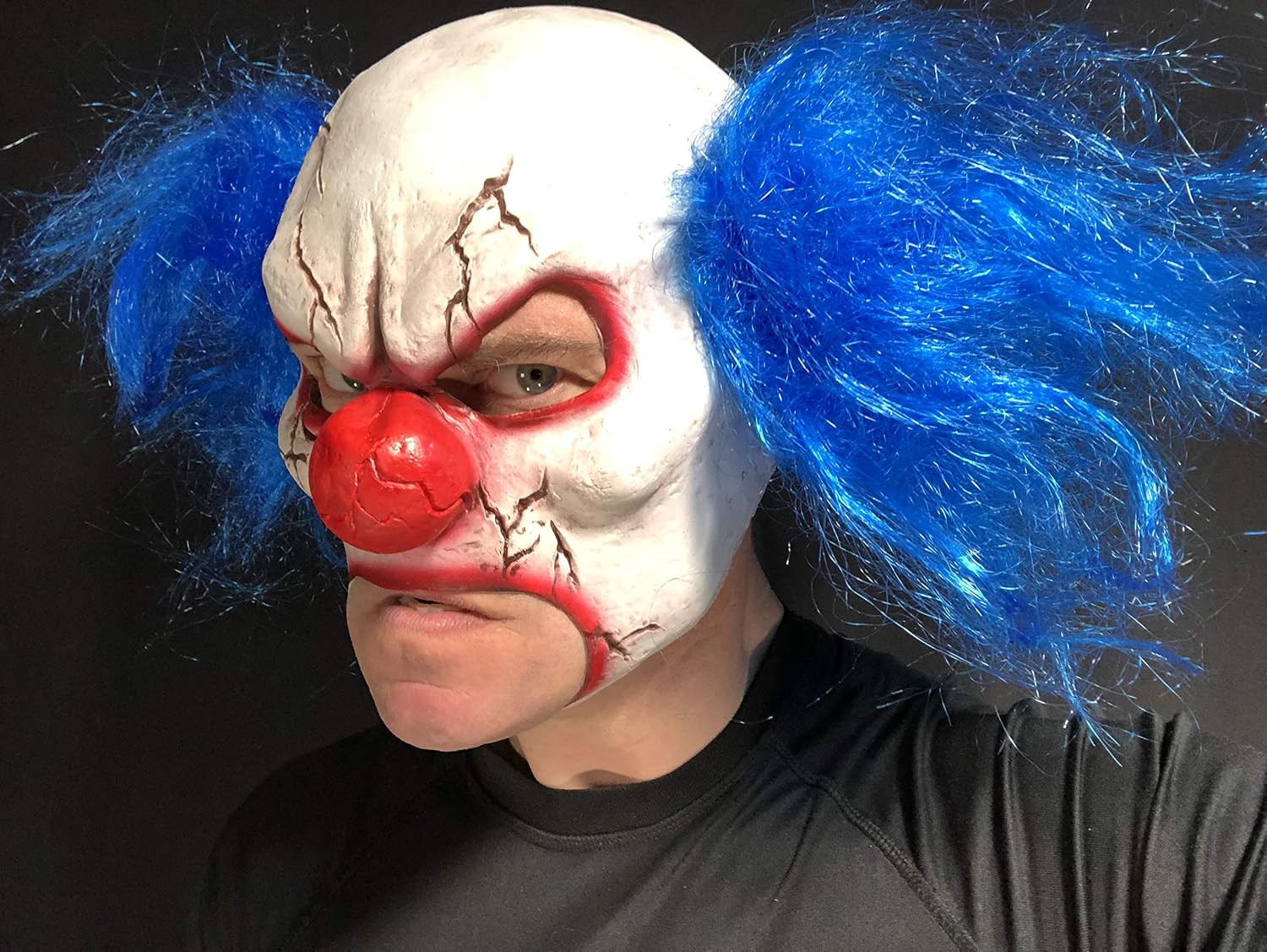 Scary Clown MASK, Johnniesfx, Open Mouth, Adult, One Size, fancy Dress, Halloween Masks, Cracked White - Image 3