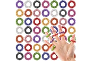 KVCSYAW 100 PCS Spiky Sensory Finger Rings, Acupressure Finger Massage Ring, 10 Colors Silent Stress Reducer and Massager for Teens, Adults, Silent Stress Reducer and Massager