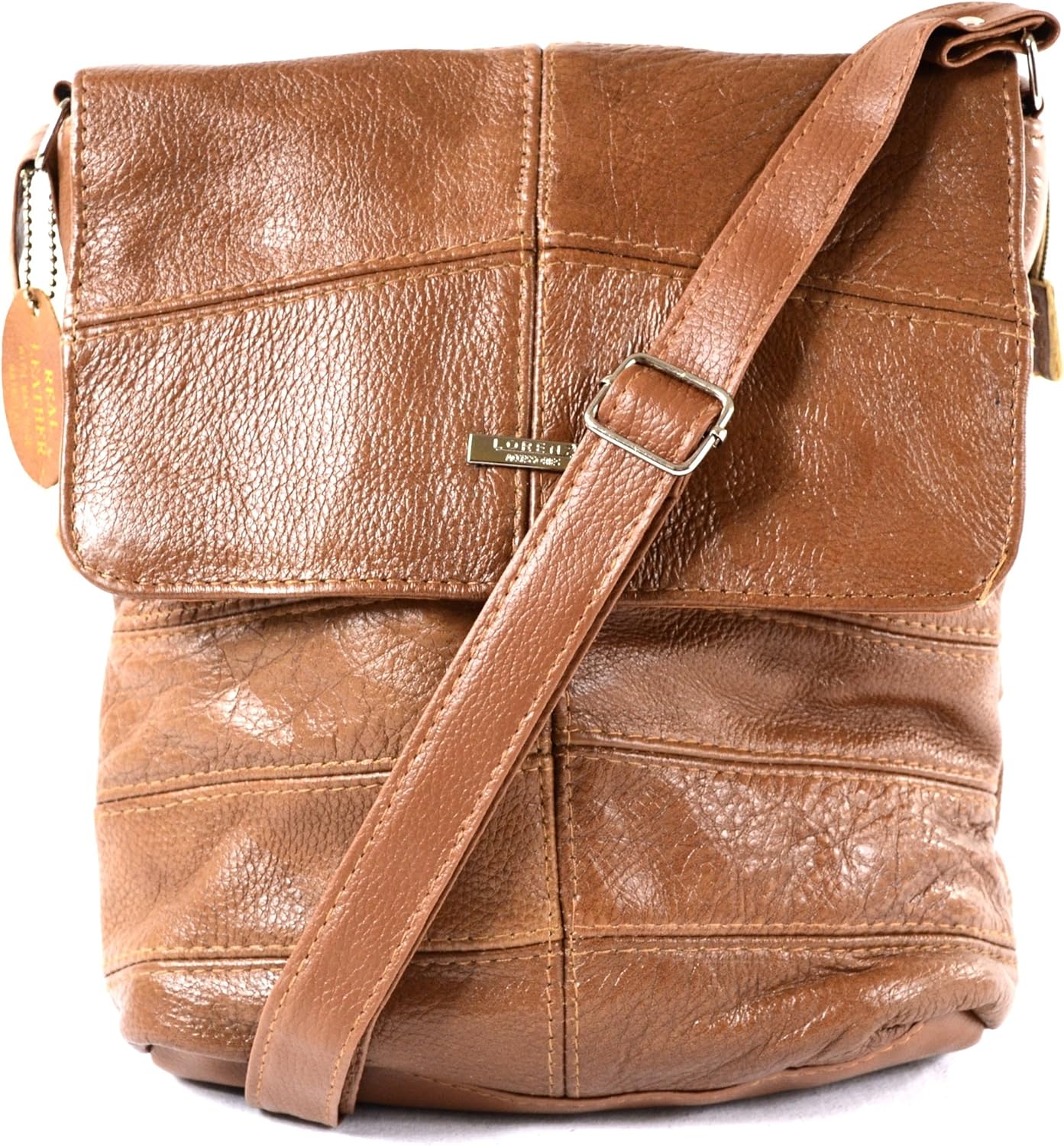 Ladies Leather Cross Body Bag/Shoulder Bag (Tan), Brown