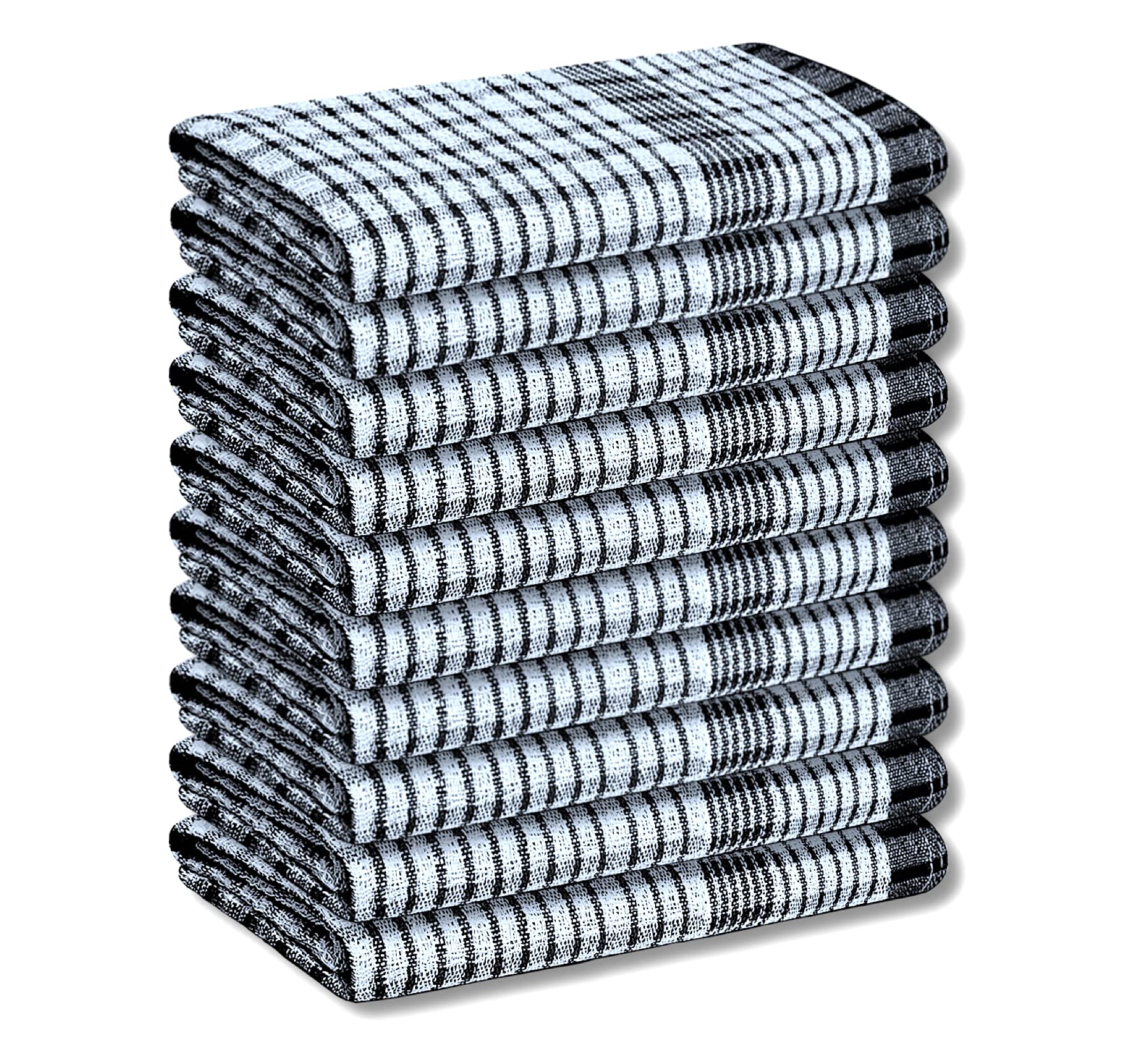 A & B TRADERS Wonderdry Tea Towels Kitchen Pack of 10, Cotton Absorbent Long Lasting Catering Bar Towel (Black)