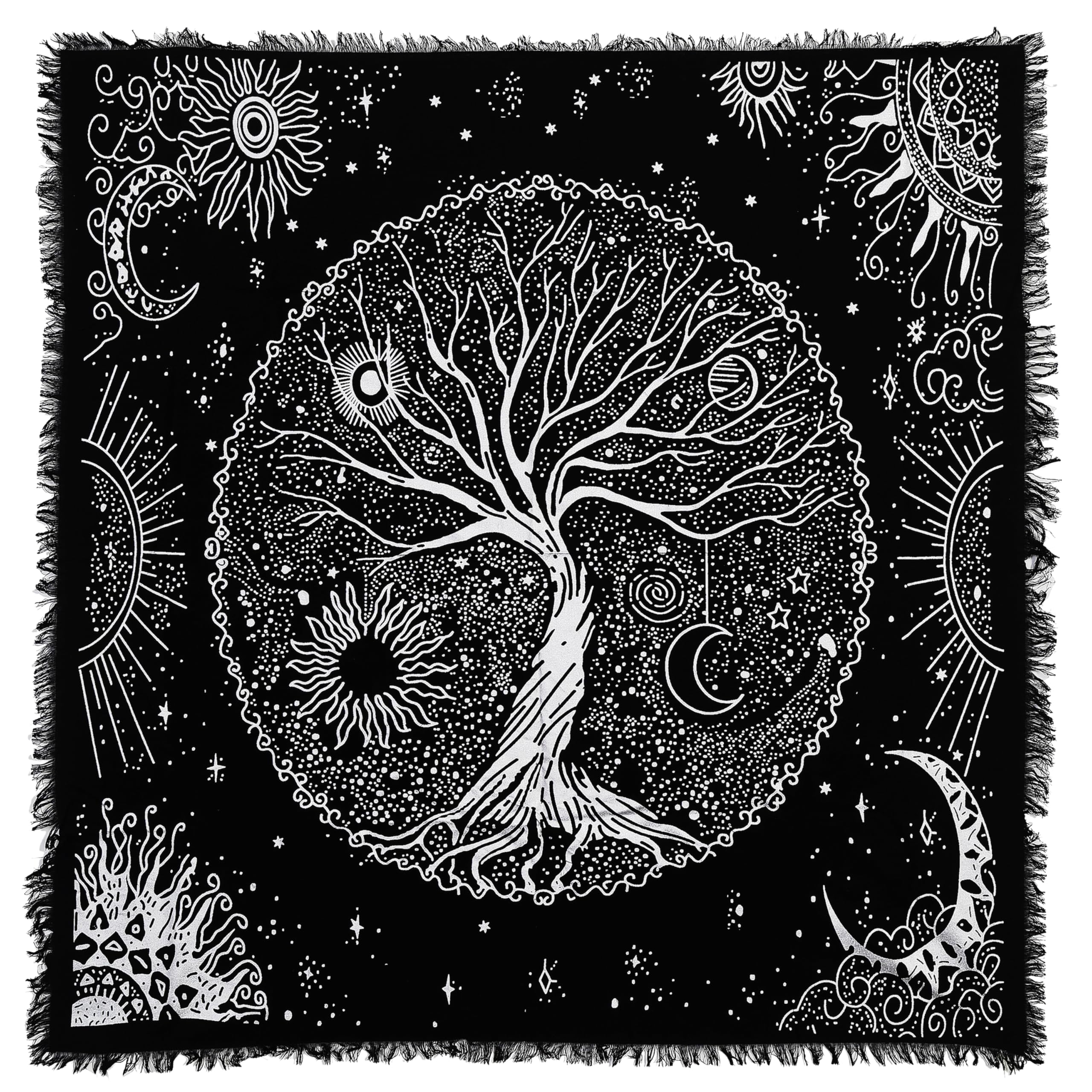 Photo 1 of Indian Consigners Tree of Life Altar Cloth Tapestry Tablecloth Celtic Trees Ritual Spiritual Cloth for Sacred Places, Cotton Square Tarot Table Cover 36 by 36 Sacred