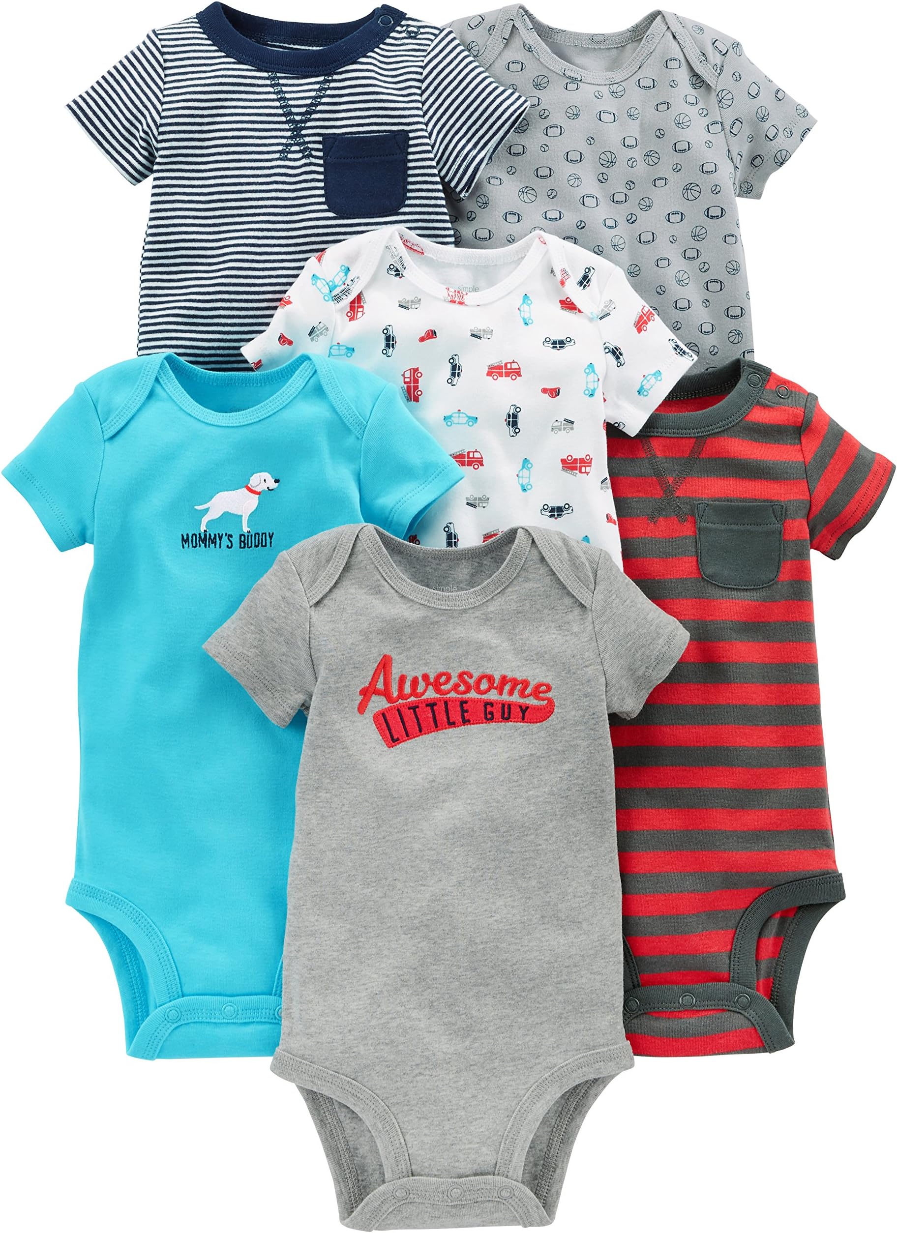 Simple Joys by Carter'sBaby Boys' Short-Sleeve Bodysuit, Pack of 6
