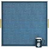 HofferRuffer Extra Large Square Serving Tray, Elegant Faux Leather Ottoman Tray with Gold Hardware Handles, Serve Tea, Coffee