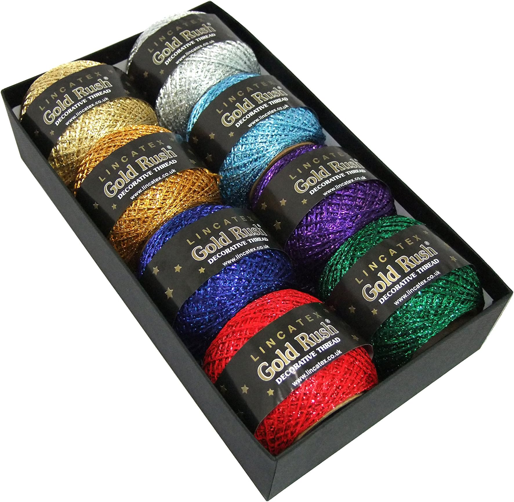 Lincatex Goldrush Decorative Glitter Threads | 8x 25g Balls | Beautiful Assorted Colours