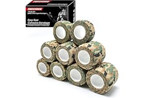 FRESINIDER 9 Rolls Self Adhesive Wrap Athletic Tape Gauze, Breathable Elastic Cohesive Bandage for Sports Injury & Pet (7 Pcs 2" x 5 Yards + 2 Pcs 1" X 5 Yards) (German Woodland Camo)