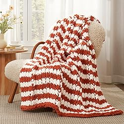 Amélie Home Chunky Knit Blanket Throw, Thick Soft