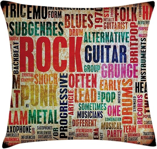 Amazon Com Ambesonne Music Throw Pillow Cushion Cover Retro Rock