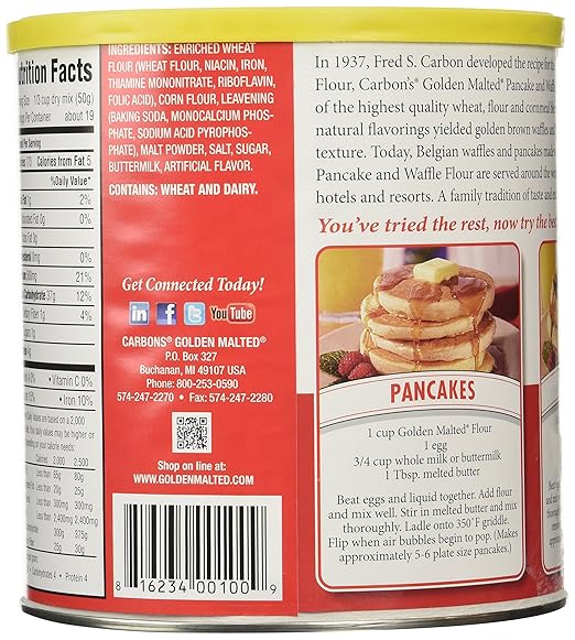 Carbons Golden Malted Waffle Mix Nutrition Facts Runners High Nutrition