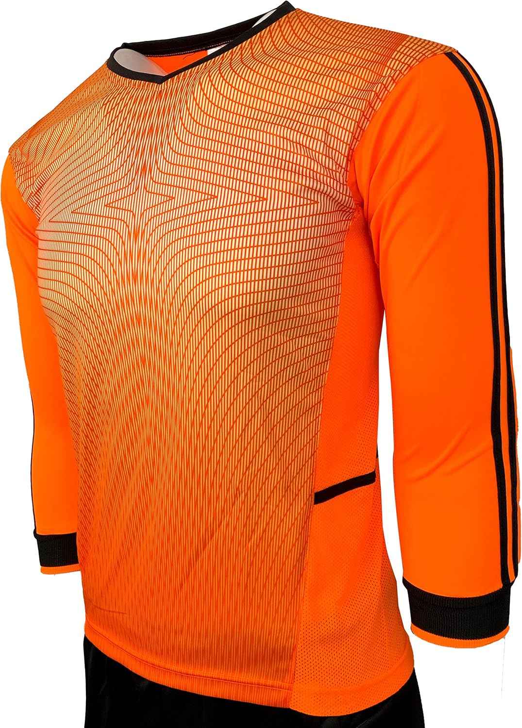 Just 4 Kicks Goalkeeper Jersey, (Orange, Neon and Blue) Padded Elbow Goalie Shirt for Kids and Adults: Clothing