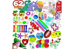 TWCARE 62 Pack Fidget Toys Set, Sensory Party Favors Gifts for Kids Adults Stress Relief Stocking Stuffers Pop It Autism Autistic Bulk Boys Girls Goodie Bags Treasure Box Classroom Prizes