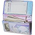 Zreal Server Book for Waitress with Zipper Pocket, 5 X 9 Serving Book, Magnetic Closure Pocket with Big Volume, Pen Holder for Waiter Server Wallet Fit Waitress Apron (Iridescent B)