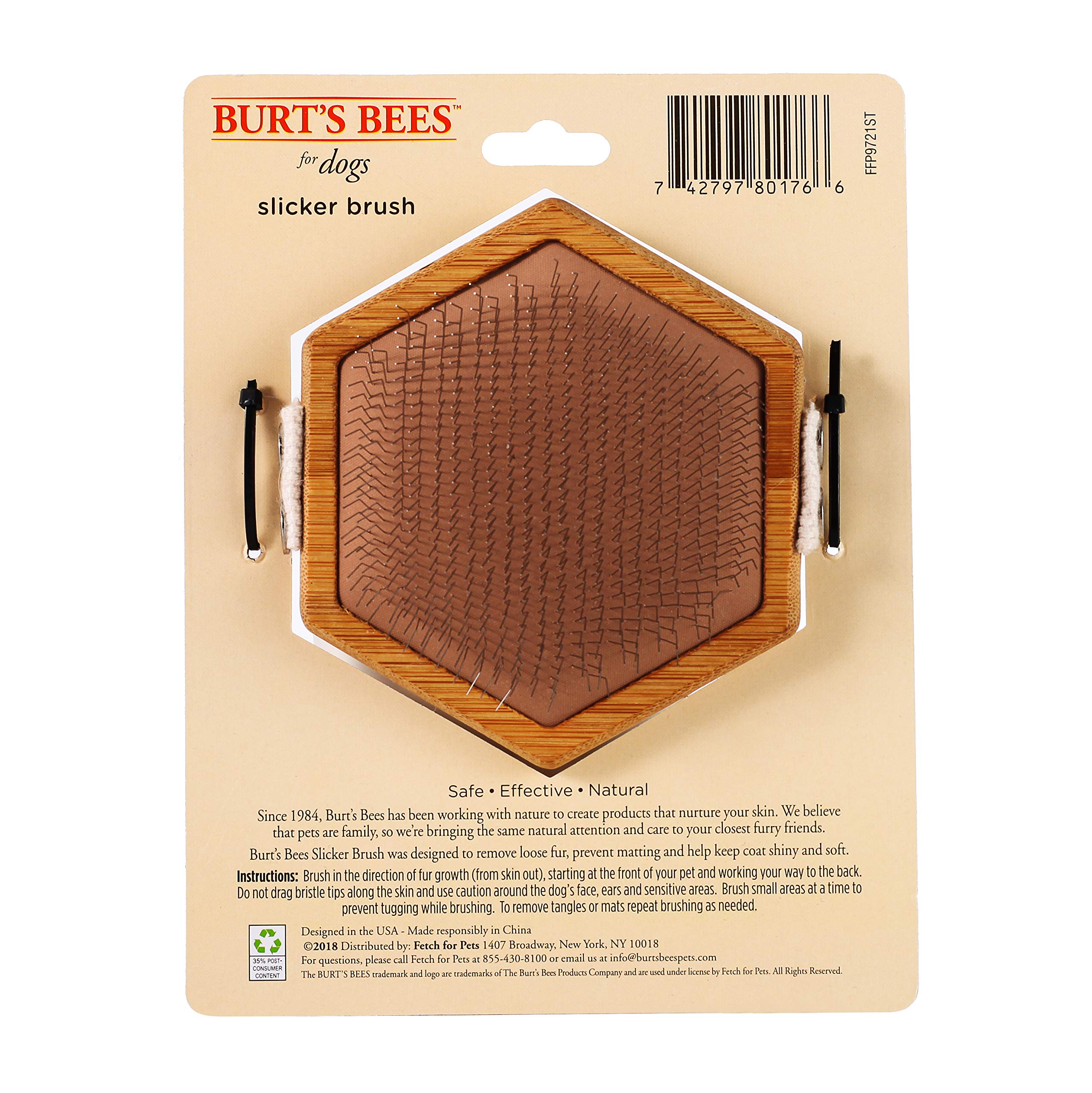 Burt's Bees for Pets Palm Slicker Brush, Recycled Bamboo Dog Brushes