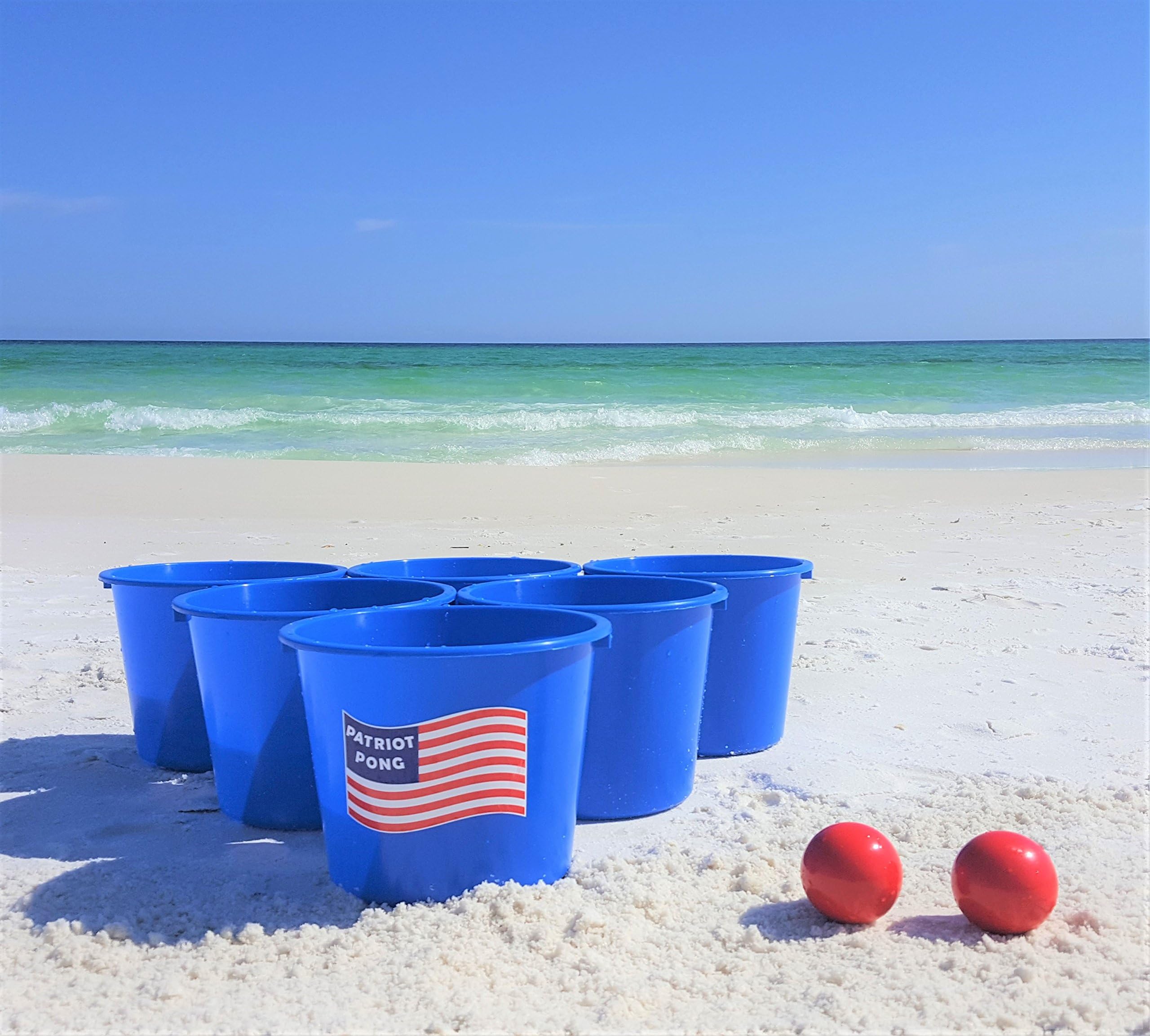 Patriot Pong - 100% Made in USA Giant Yard Pong Game! - Great for The Beach, Spring Break, Tailgating, Backyard Cookouts, and More!