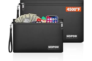 Noiposi Fireproof Document Bags (2 Set, 4500℉), 14.17"x10.43" FirePoof Storage & Water-Resistant Pouch for Important Papers, 