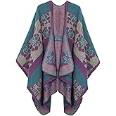 Urban CoCo Women's Color Block Shawl Wrap Open Front Poncho Cape