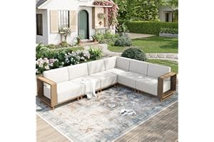 MIXPATIO Outdoor Patio Furniture Set, 6 Piece Sectional Rattan Wicker Sofa Couch, Outdoor Conversation Sets with 10" Extra Thick Cushions for Deck Backyard Lawn