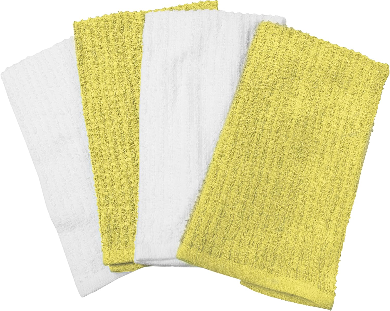 Cuisinart Terry Bar Mop Utility Towel, Yellow and White, 4-Pack