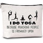 AWSICE Yoga Gift Makeup Bag I Do Yoga Because Punching People Is Frowned Upon Cosmetic Travel Bag Thank You Gift For Instructor Lover Teacher Women Sister Friend-A14