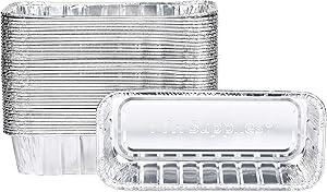 TYH Supplies 50-Pack Aluminum Foil BBQ Grease Drip Pans Compatible with Weber Genesis II LX 400 & 600, Summit 400 & 600 series, Summit Gold & Platinum 6-burner Gas Grill, SmokeFire EX4 EX6 9.75 x 3.75
