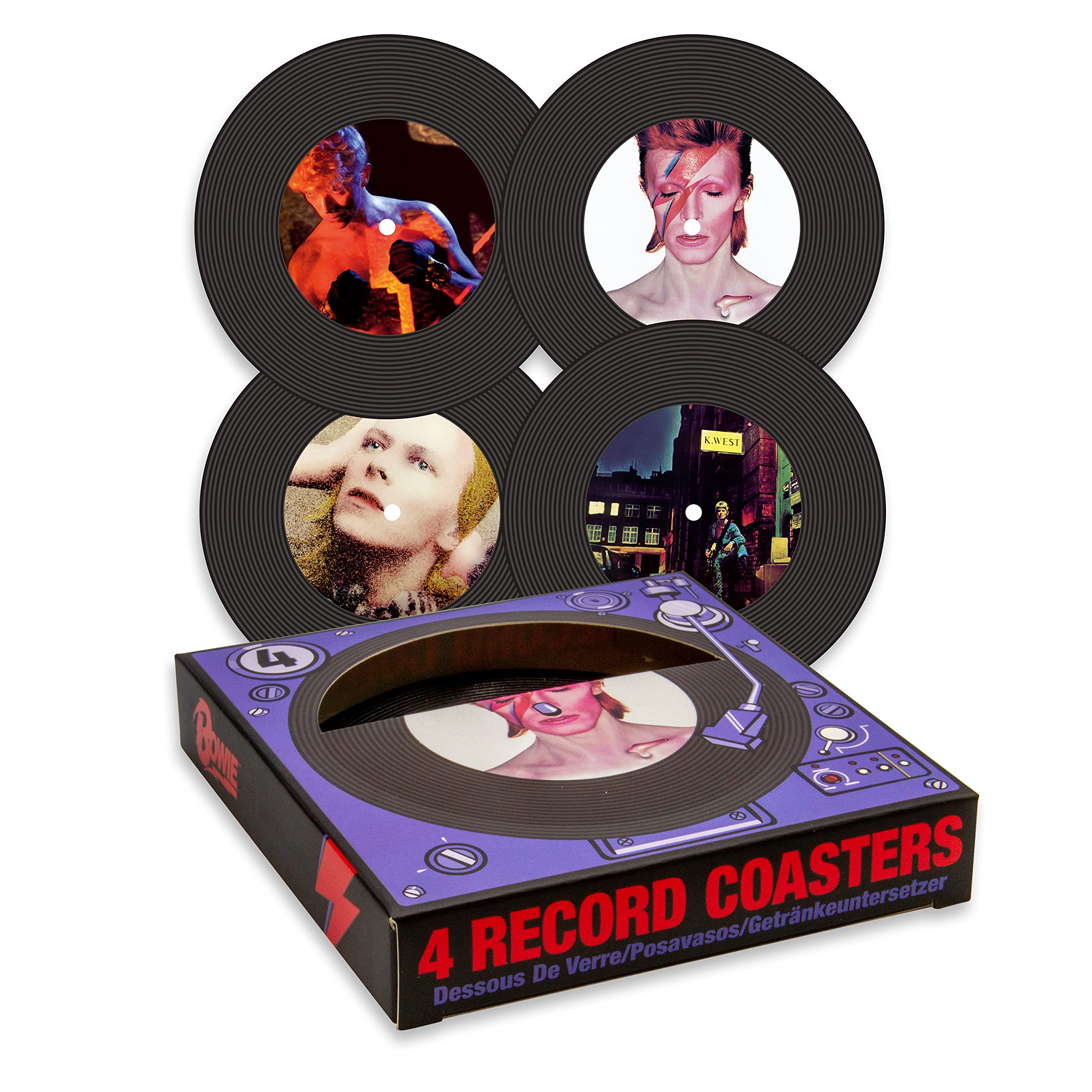 AQUARIUS David Bowie Vinyl Coaster, Medium, Multi-Colour