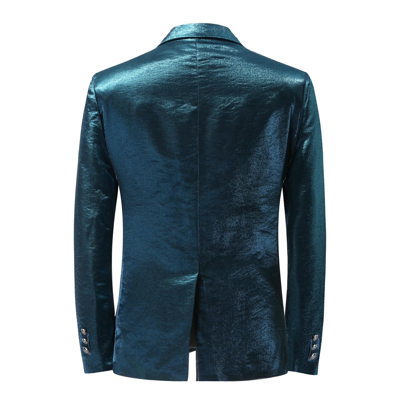 Boyland Mens Unique Blazer Peak Lapel One Button Elegant Single Breasted Satin Shiny Tuxedo Jacket Party Prom