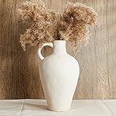White Ceramic Vase BlossoME 12”H Large Pottery for Flowers Pampas Grass,Boho Modern Rustic Farmhouse Decoration for Livingroom Bedroom Kitchen Entryway Console Table Countertop Shelves