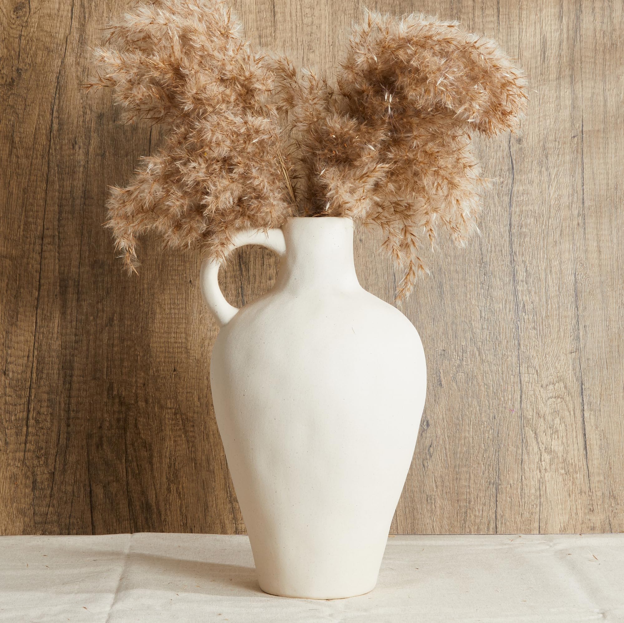 Photo 1 of White Ceramic Vase BlossoME 12”H Large Pottery for Flowers Pampas Grass,Boho Modern Rustic Farmhouse Decoration for Livingroom Bedroom Kitchen Entryway Console Table Countertop Shelves