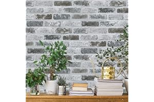 Guvana Grey Brick Wallpaper Peel and Stick Wallpaper 3D Vintage Brick Contact Paper Self Adhesive Wallpaper 17.3"×118"Removable Contact Paper Faux Brick Textured Wallpaper for Kitchen Decor Vinyl Roll