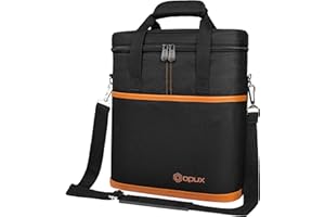 OPUX 3 Bottle Wine Carrier Tote, Insulated Leakproof Wine Cooler Bag, Wine Travel Bag Tote for Picnic BYOB Beach, Portable Wine Bottle Carrying Case, Gift for Wine Lover Women Men Christmas, Brown