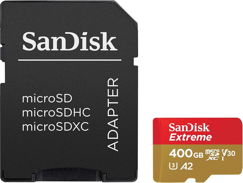 SanDisk Extreme 400 GB microSDXC with Adapter U3 V30 A2 160 MB/s Rescue Pro