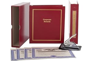 Corporate Kit (Red) - Binder, Slipcase, Minutes & Bylaws, Stock Certificates, Index Tabs & Metal Corporate Seal