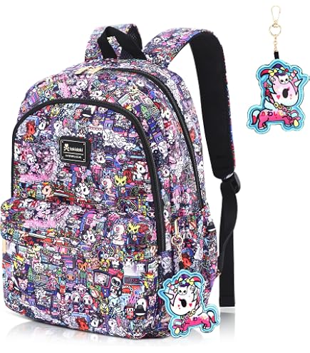 tokidoki Unicorno Backpack with 4pcs Brooch, Clear Backpacks | 4pcs Brooch, Multiple Pockets, PVC, Large Carry on, College Bookbag Casual Daypack for Travel Outdoor Sports