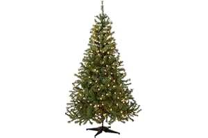 National Tree Company Pre-Lit Artificial Medium Christmas Tree, Green, Kincaid Spruce, White Lights, Includes Stand, 6 Feet