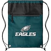 FOCO NFL Officially Licensed Unisex Team Color Football Primary Logo Wordmark Drawstring Backpack With Zippered Pocket - Philadelphia Eagles