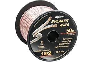 MAXBRITE 50 ft. Spool High Performance 16 Gauge Speaker Wire, Oxygen Free Pure Copper - UL Listed Class 2