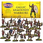 Wargames Delivered - Victrix Gallic Armoured Warriors Set with Bonus Miniature STL Download - 30 Detailed 28mm Miniatures with Spears, Shields, and Ornate Jewelry for Ancient Wargaming Dioramas