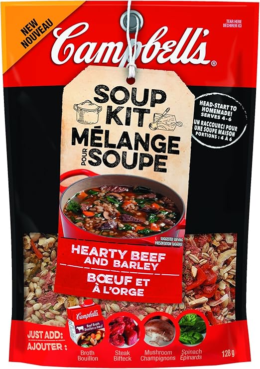 Campbell's Soup Kit, Hearty Beef and Barley, 128 Gram, 12Count Amazon