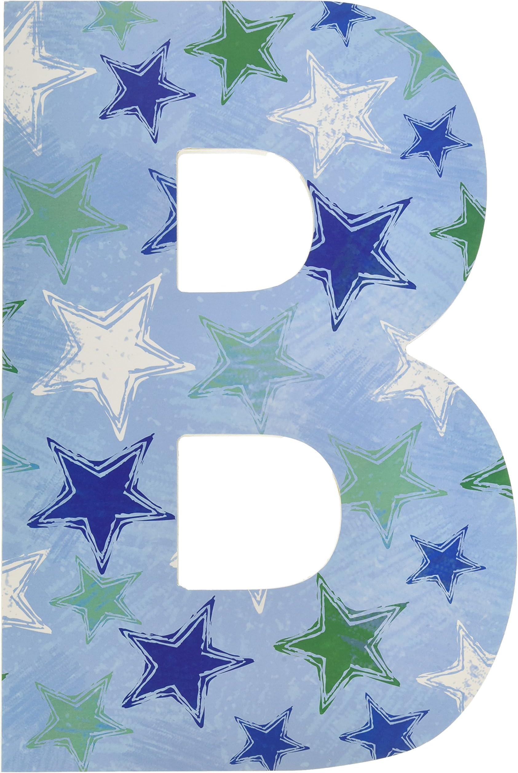 The Kids Room by Stupell Blue Distressed Stars Hanging Wall Initial, B by The Kids Room by Stupell