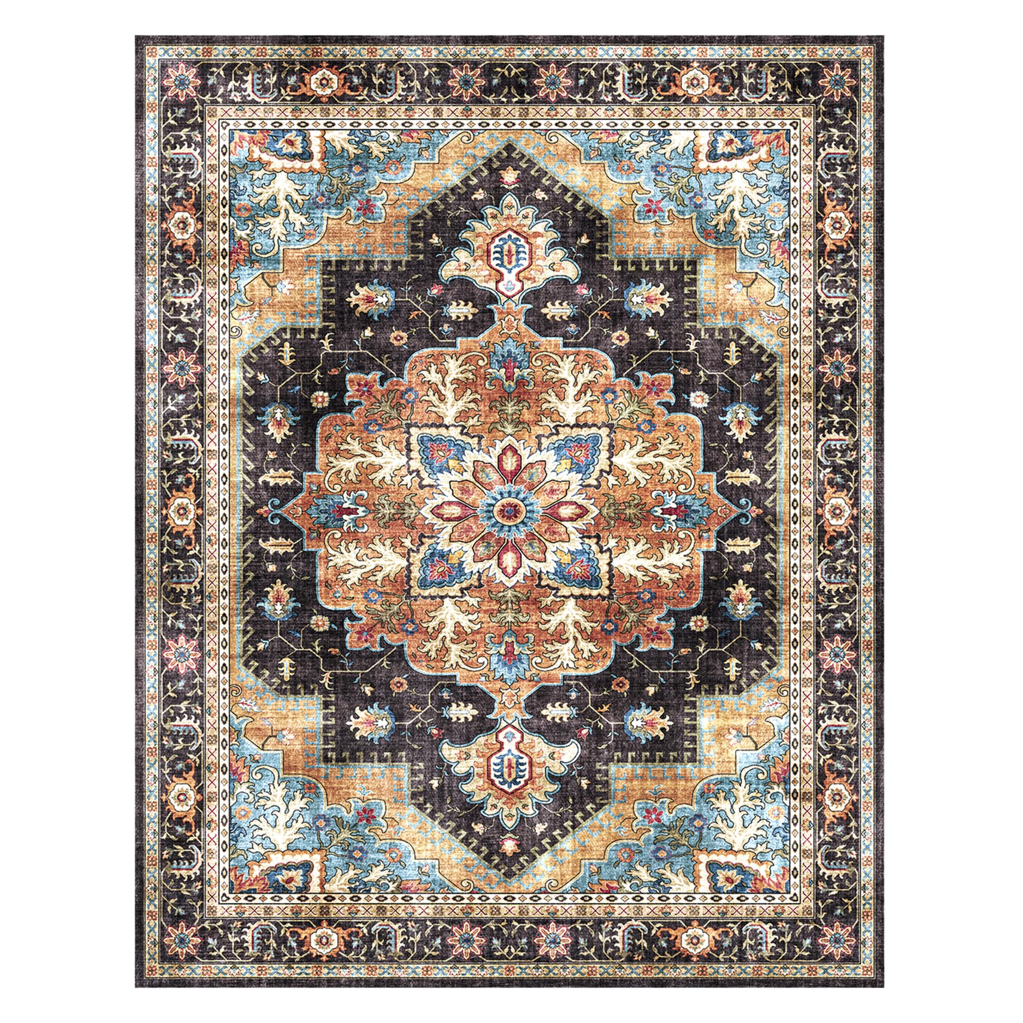 Gertmenian Indoor Easy-Care & Washable Area Rug – 6x9 Medium, Ideal for High Traffic Areas in Living Room, Bedroom, Entryway – Erin Black, 23250 Image